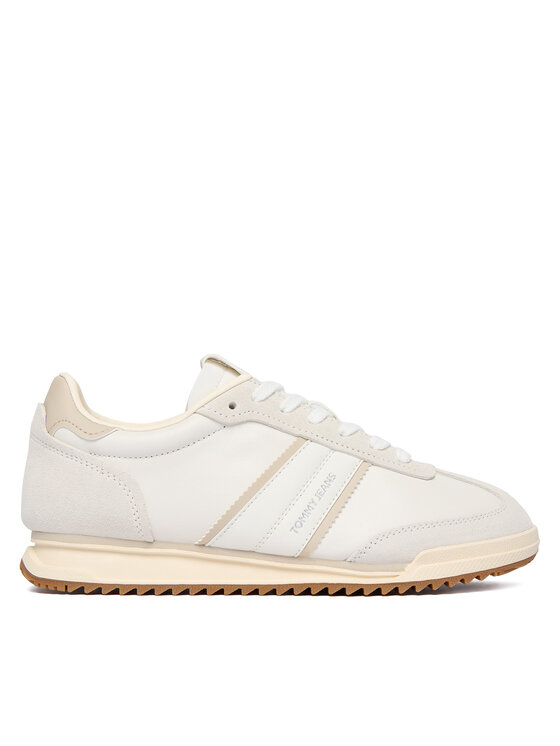 Tommy Jeans Sneakersy Tjw Low Profile Runner Lthr Mix EN0EN03001 Écru