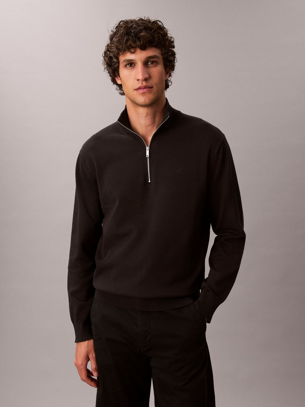 Calvin Klein Męski sweter z dzianiny Mężczyźni Bawełna czarny, XXL