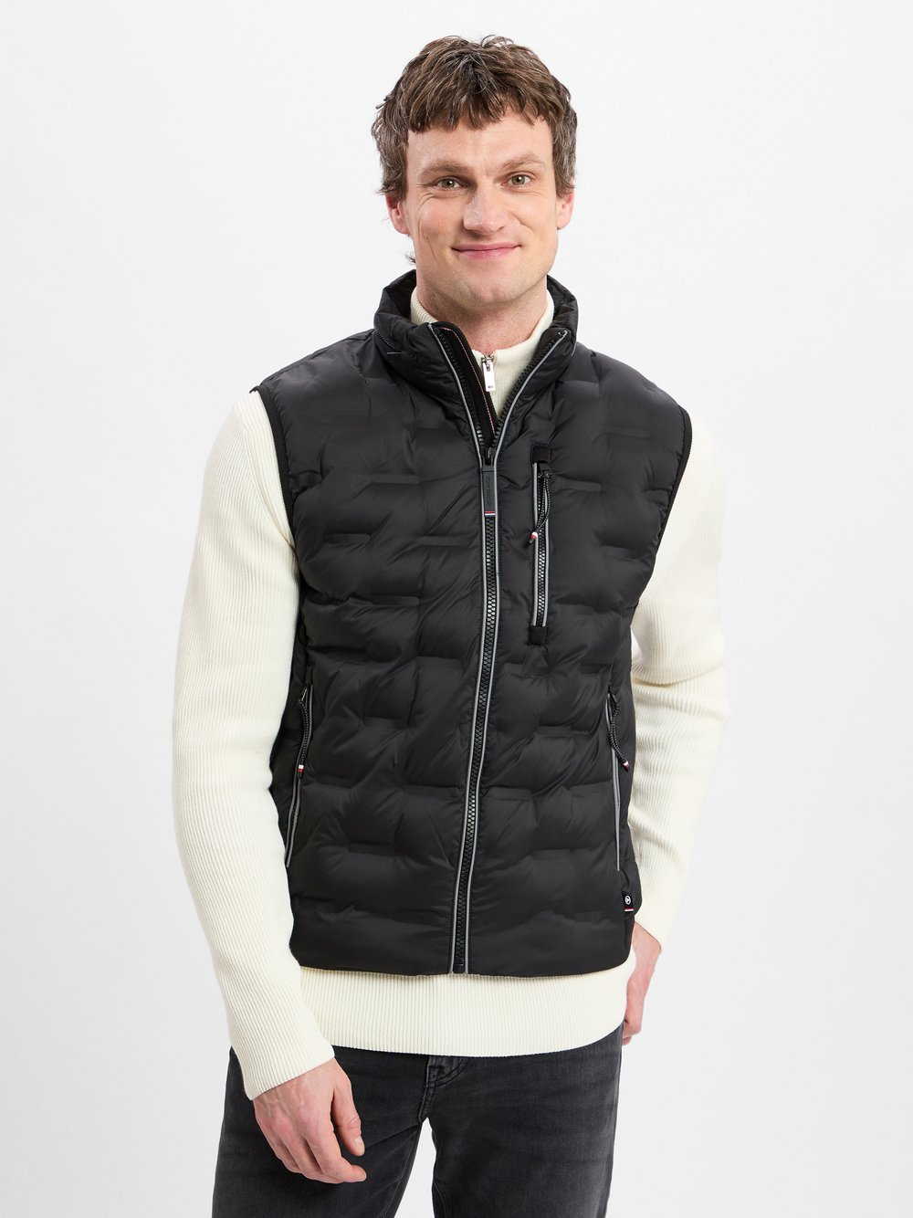 Tom Tailor Pikowana kamizelka męska Mężczyźni czarny, XXXL