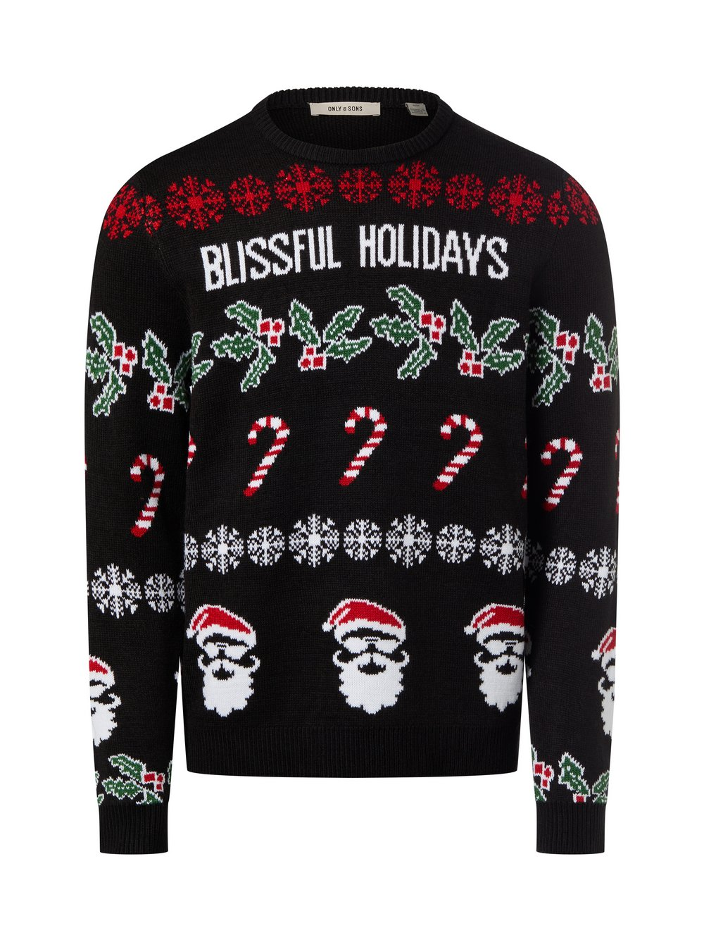 Only&Sons Męski sweter z dzianiny Mężczyźni Sztuczne włókno czarny|wielokolorowy, L