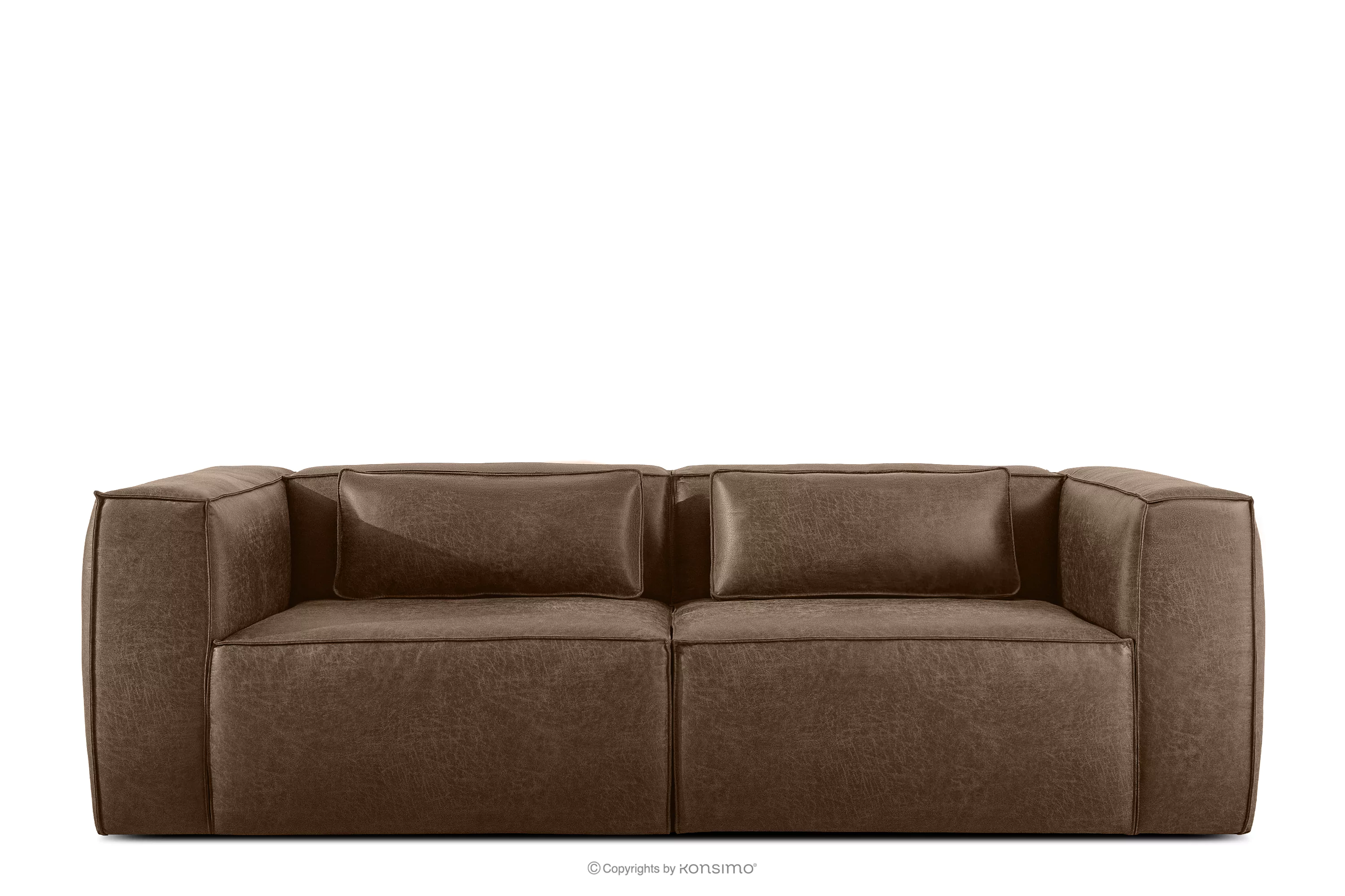 Sofa trzyosobowa w stylu loft tkanina skóropodobna ciemny brązowy FEROX