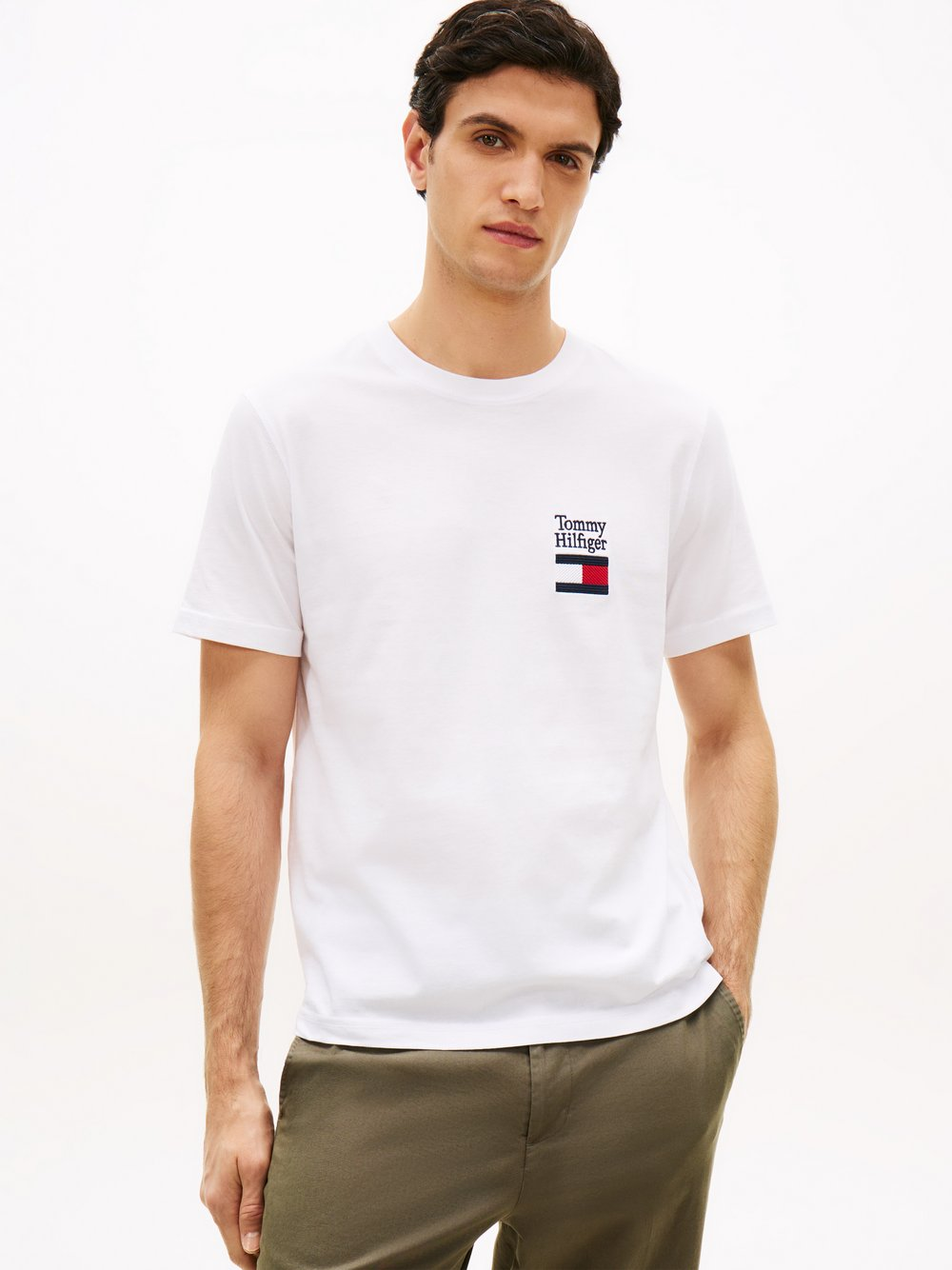 Tommy Hilfiger Koszulka męska Mężczyźni Bawełna biały, S