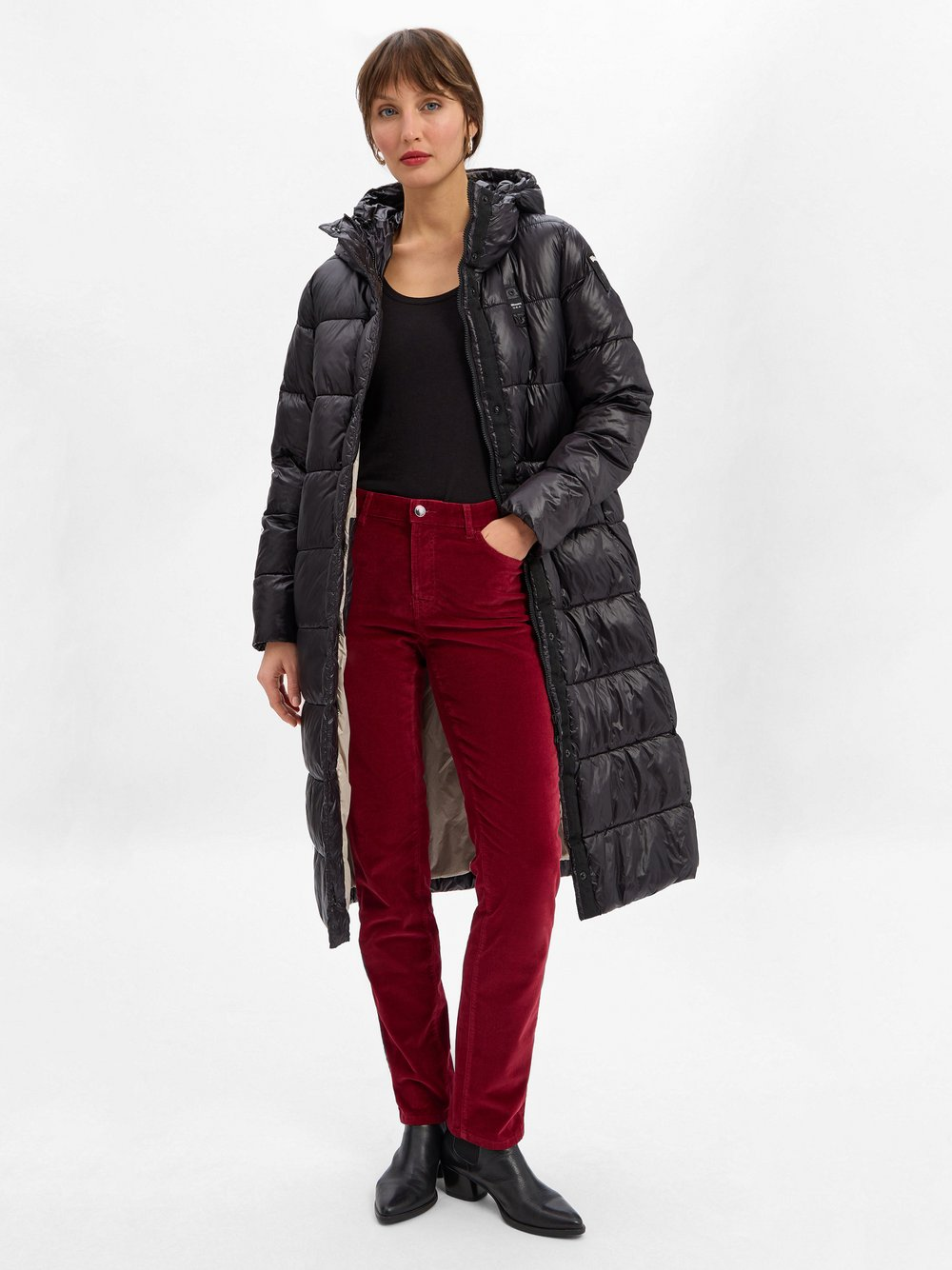 Blauer Pikowany płaszcz damski Kobiety czarny, XL