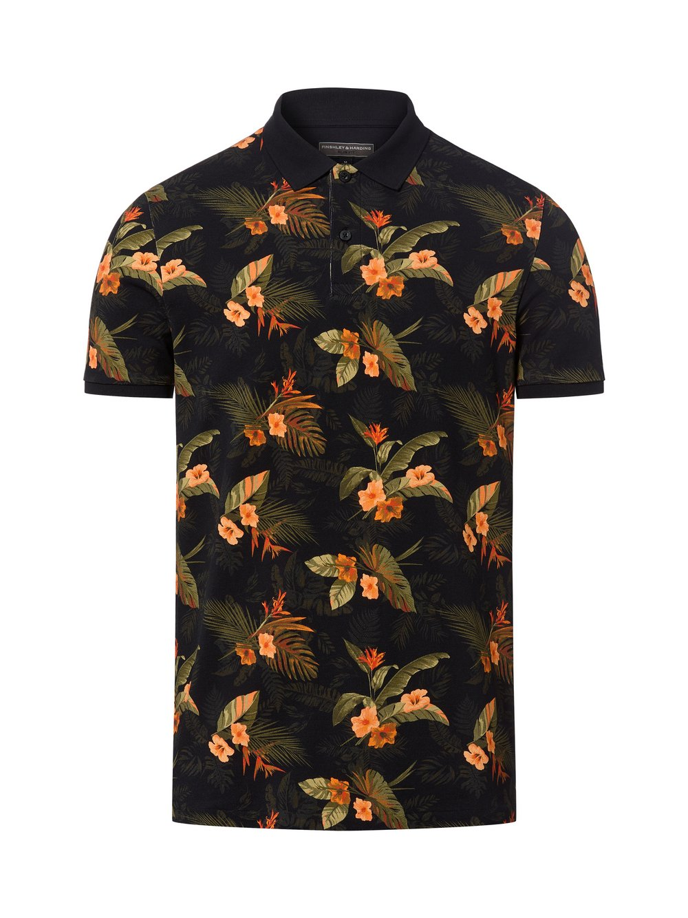 Finshley & Harding Męska koszulka polo Mężczyźni Bawełna czarny, XXL