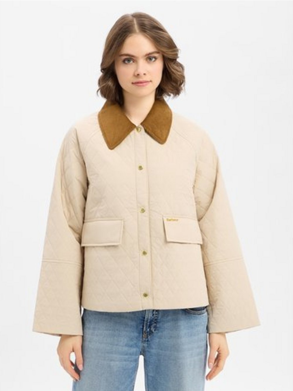 Barbour Damska kurtka pikowana - Kirby Kobiety beżowy, 38