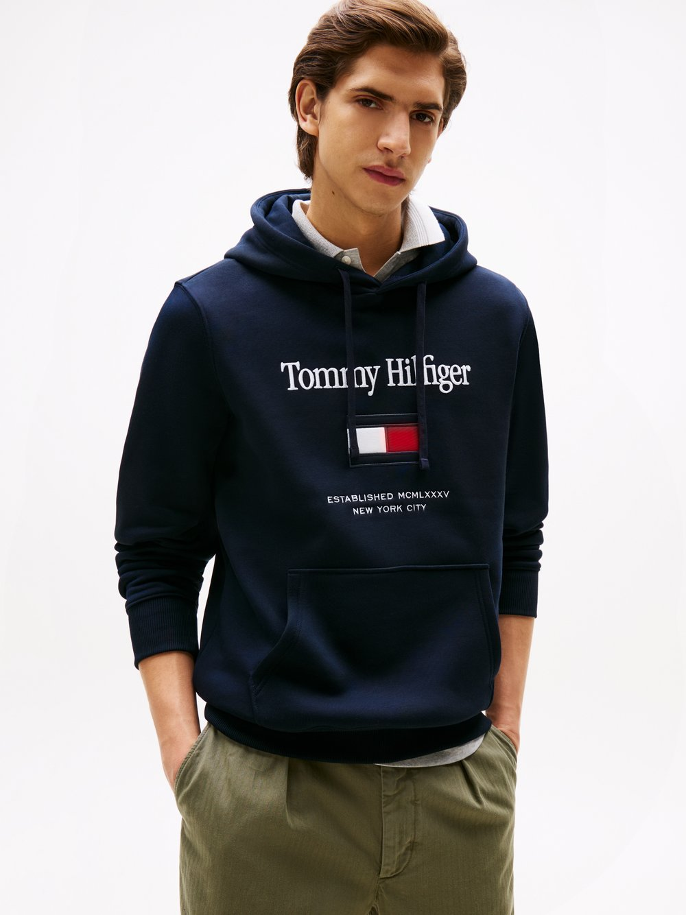 Tommy Hilfiger Męski sweter z kapturem Mężczyźni niebieski, L