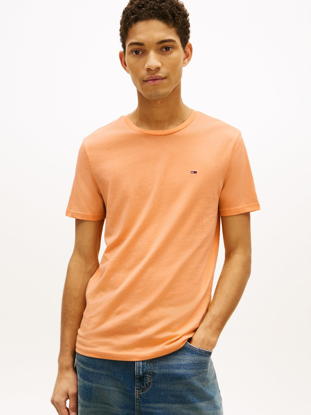 Tommy Jeans Koszulka męska Mężczyźni Bawełna pomarańczowy, L