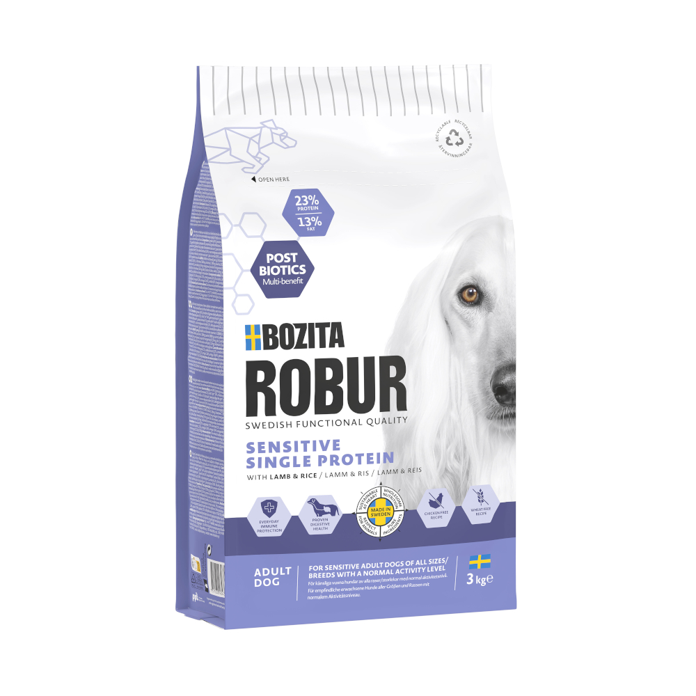 Bozita Robur Sensitive Single Protein, jagnięcina i ryż - 2 x 3 kg