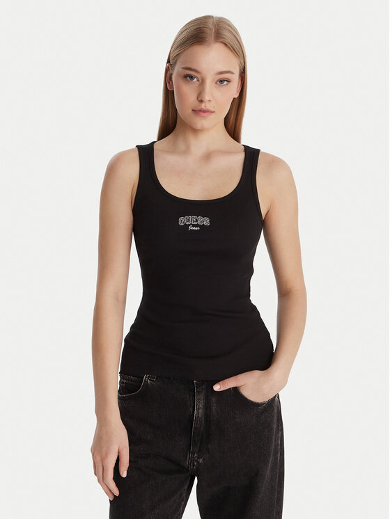 Guess Jeans Top W6RP20 KA0H1 Czarny Slim Fit