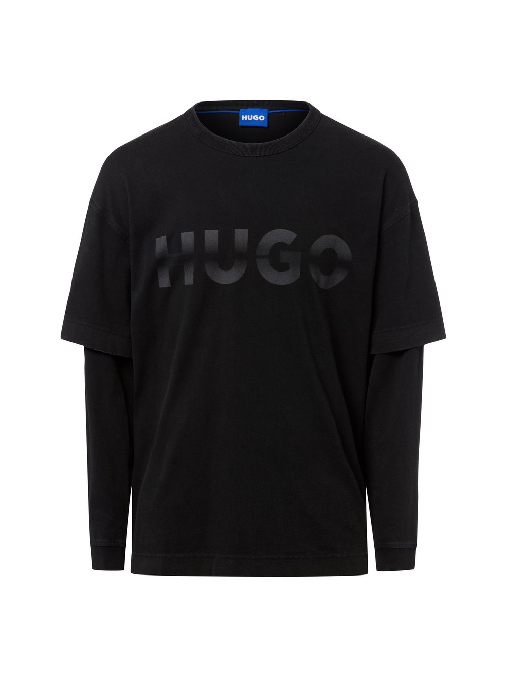 HUGO BLUE Męska koszula z długim rękawem - Nenzyon Mężczyźni Bawełna szary|czarny, L
