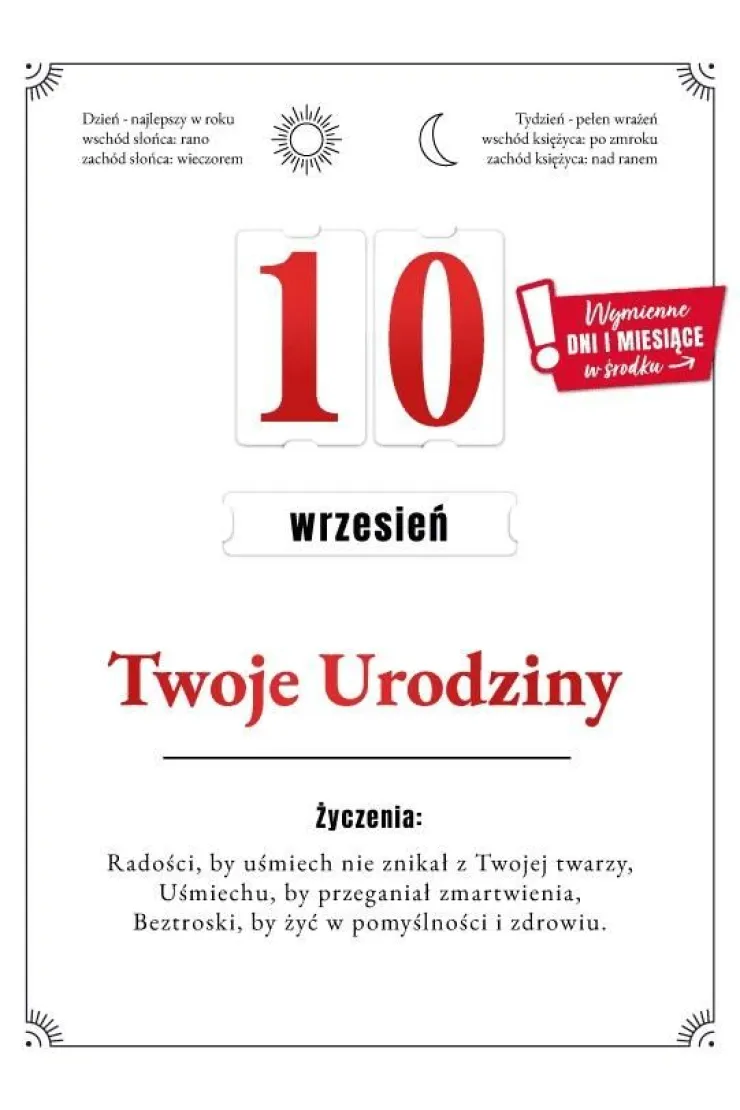 Karnet Urodziny wymienne cyfry