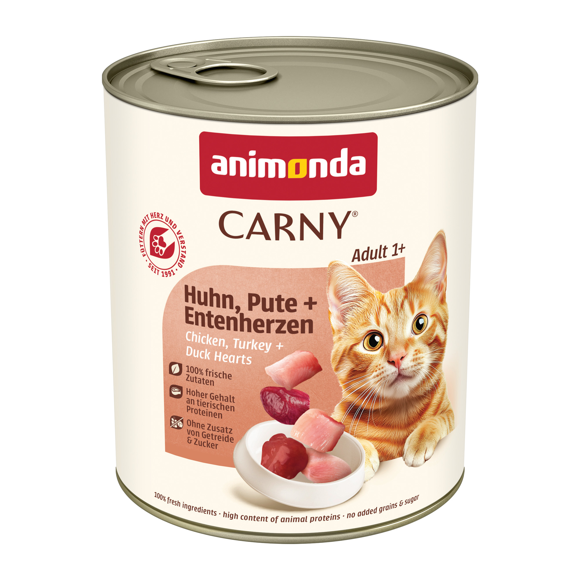 animonda Carny Adult, 6 x 800 g - Kurczak, indyk i kacze serca