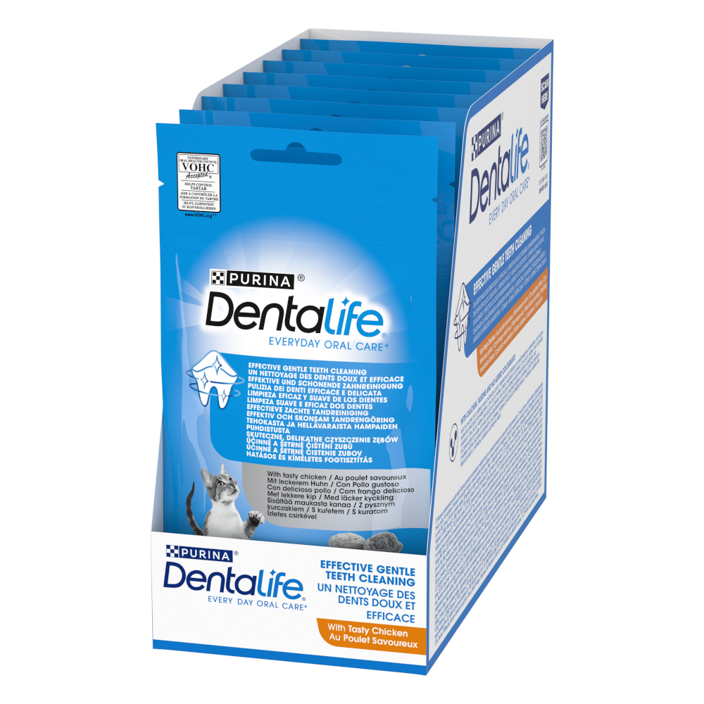 PURINA Dentalife, przysmak dentystyczny dla kotów - Kurczak, 8 x 40 g
