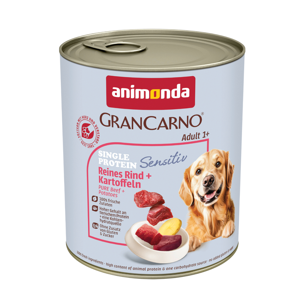 Megapakiet animonda GranCarno Adult Sensitive, 24 x 800 g - Wołowina  i ziemniaki