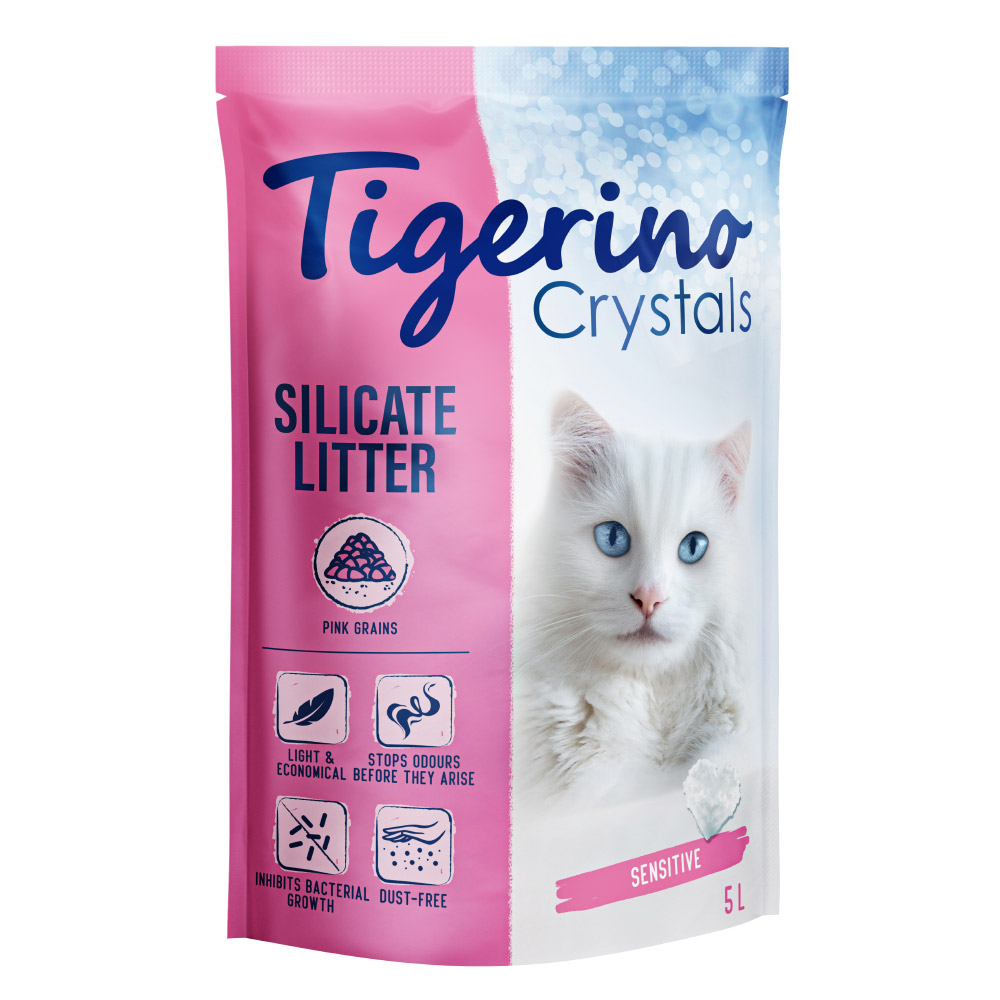 Tigerino Crystals Sensitive, kolorowy żwirek dla kota - bezzapachowy - Różowy, 5 l (ok. 2,1 kg)