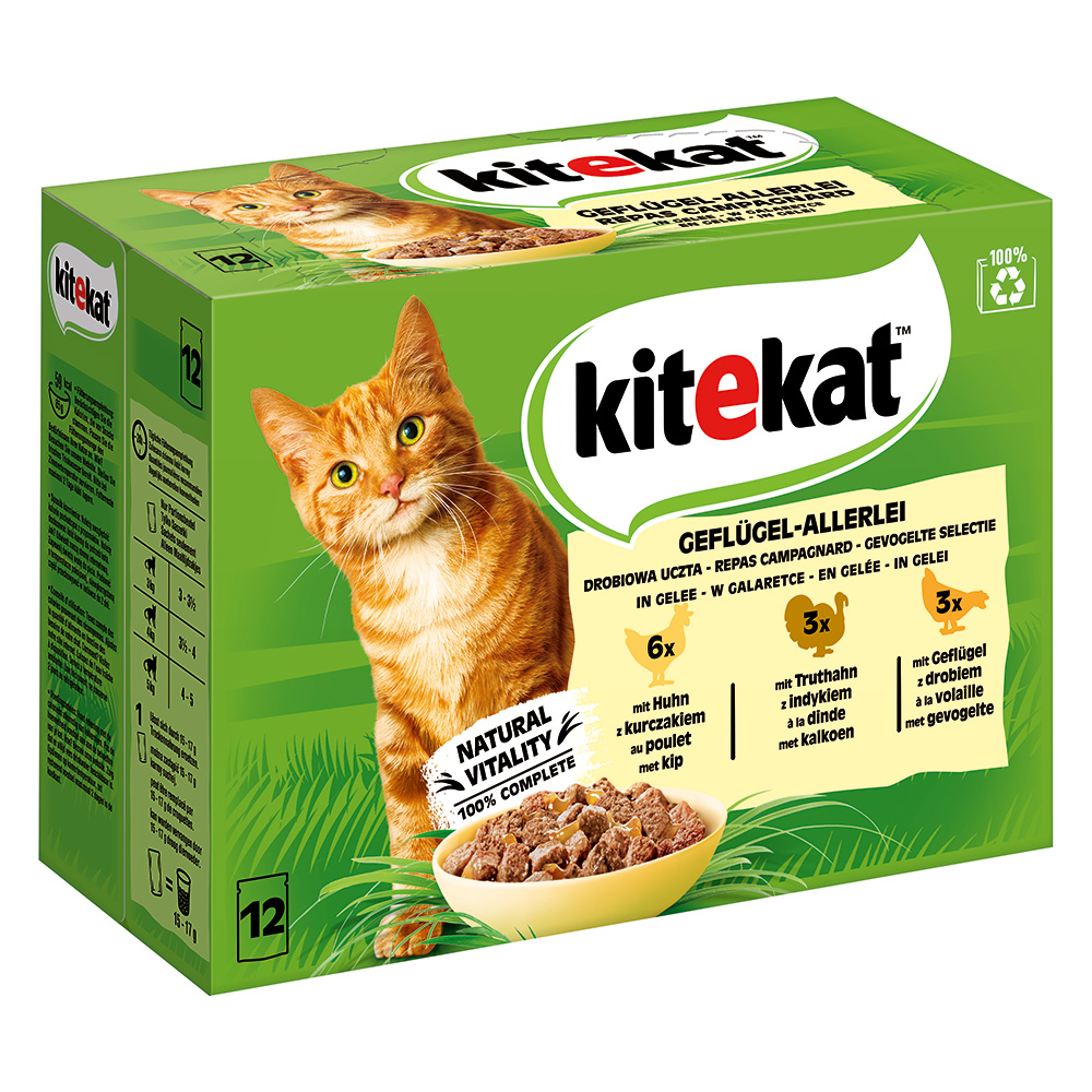Kitekat w saszetkach, 48 x 85 g - Drobiowa różnorodność w galarecie