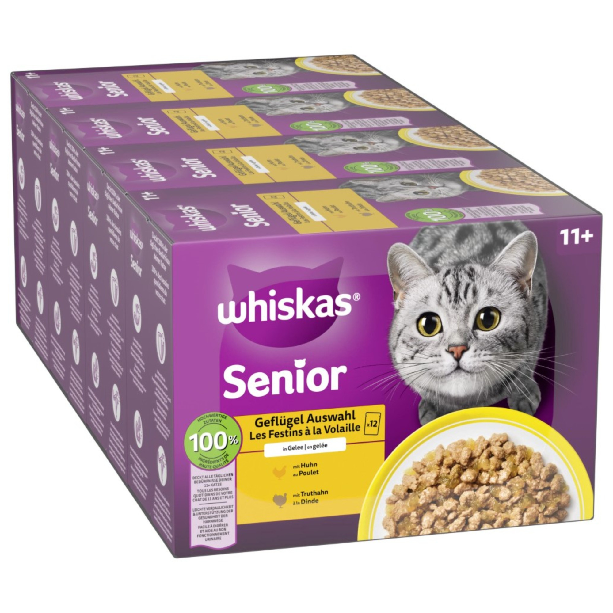 Jumbopack Whiskas Senior saszetki 144 x 85 g - 11+ Wybór dań drobiowych w galarecie