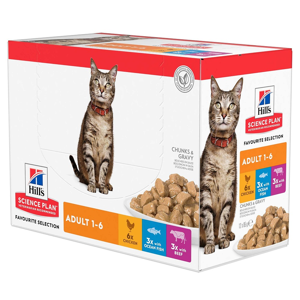 Hill's Science Plan Adult 1-6, kurczak - Karma mokra, 12 x 85 g, Adult, ryba