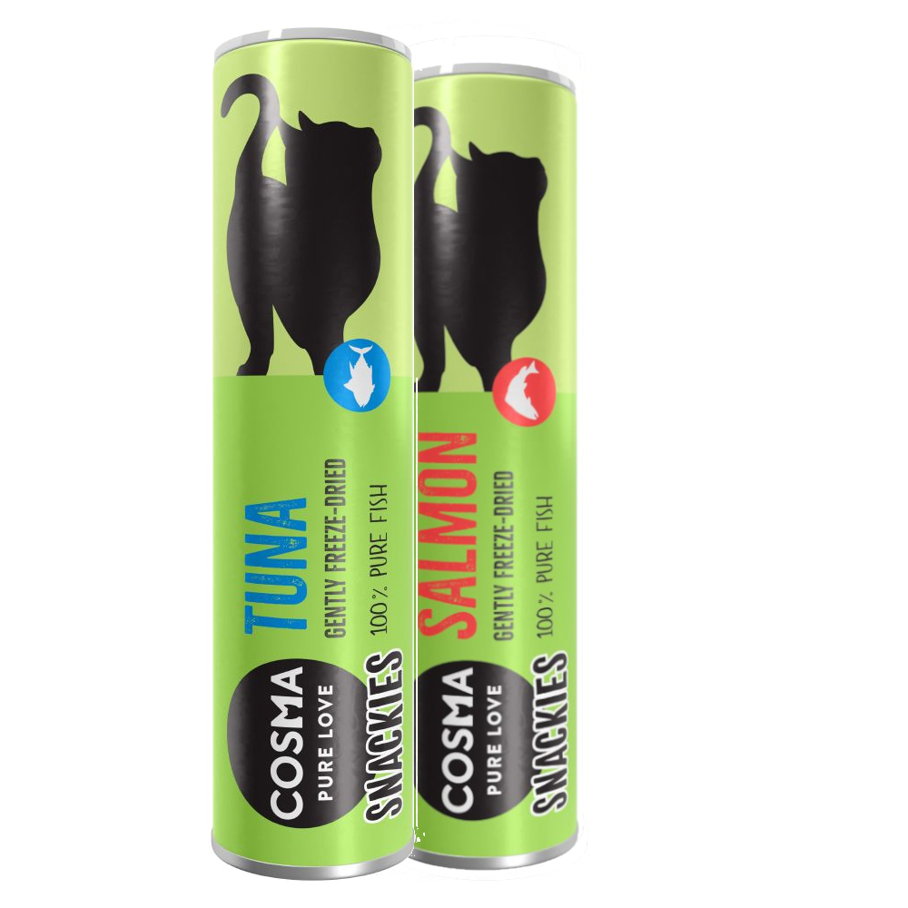 Mieszany pakiet Cosma Original Snackies, różne smaki - Tuńczyk, łosoś (46 g)
