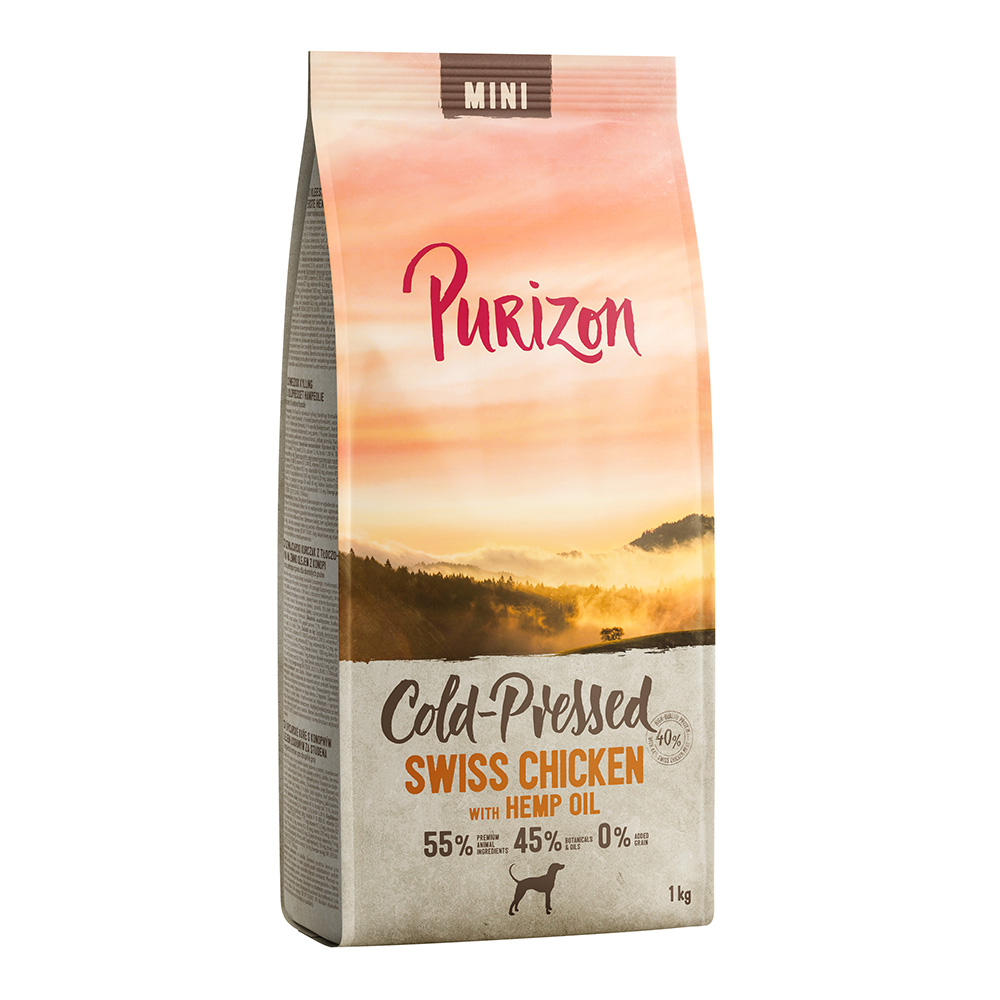 Purizon Coldpressed Mini, kurczak szwajcarski z olejem konopnym - 4 x 1 kg