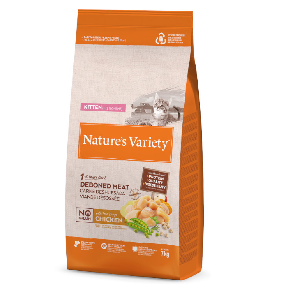 Nature's Variety No Grain Kitten, kurczak z wolnego wybiegu - 2 x 7 kg