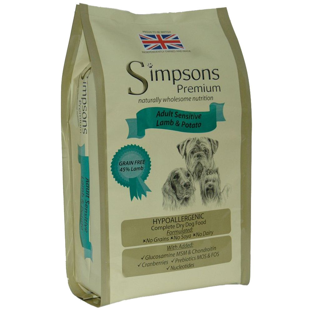 Simpsons Premium Adult Sensitive, jagnięcina z ziemniakami - 12 kg
