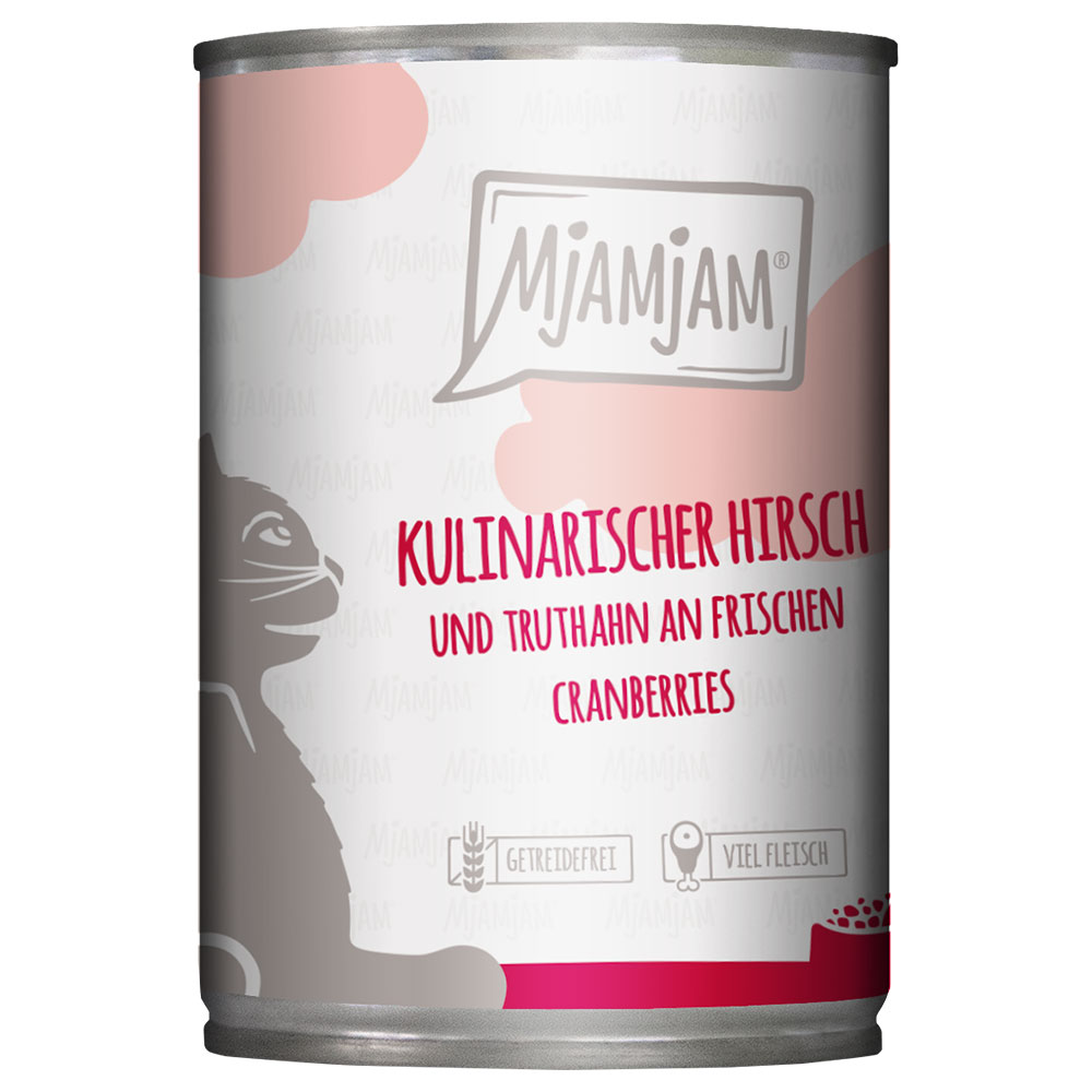 MjAMjAM, 6 x 400 g - Kulinarny jeleń i indyk na świeżej żurawinie