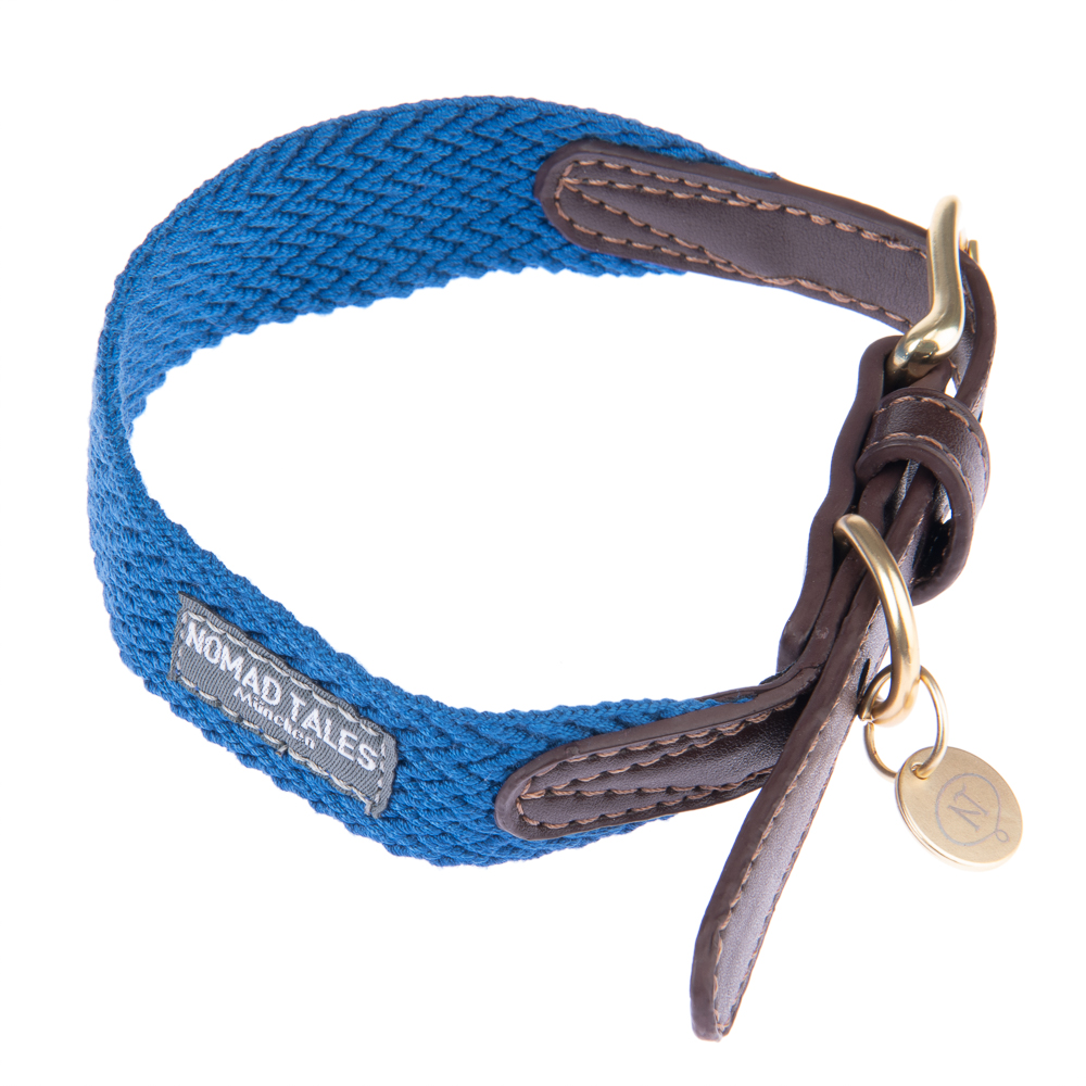 Nomad Tales Bloom, obroża, kolor sapphire - Rozmiar L: obwód szyi: 46 - 52 cm, szer. 38 mm