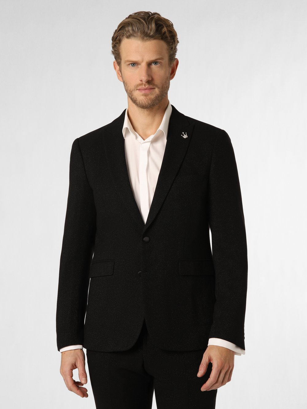 Finshley & Harding London Męska marynarka od garnituru modułowego Mężczyźni Slim Fit czarny, 46