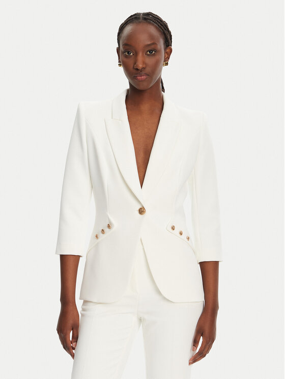 Elisabetta Franchi Marynarka GI-164-52E2-V640 Biały Regular Fit