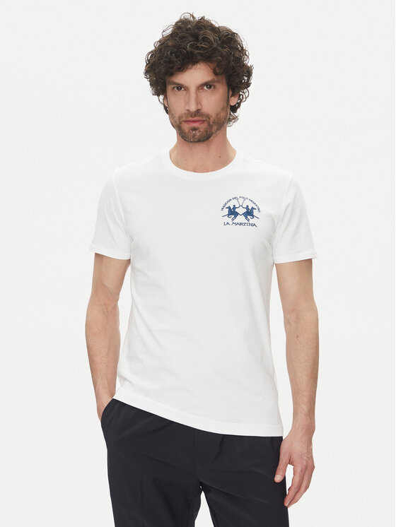 La Martina T-Shirt Vernie MAR009 JS206 Biały Regular Fit