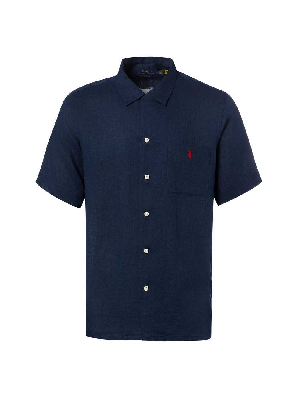 Polo Ralph Lauren Męska koszula lniana z krótkim rękawem Mężczyźni Regular Fit len niebieski, L