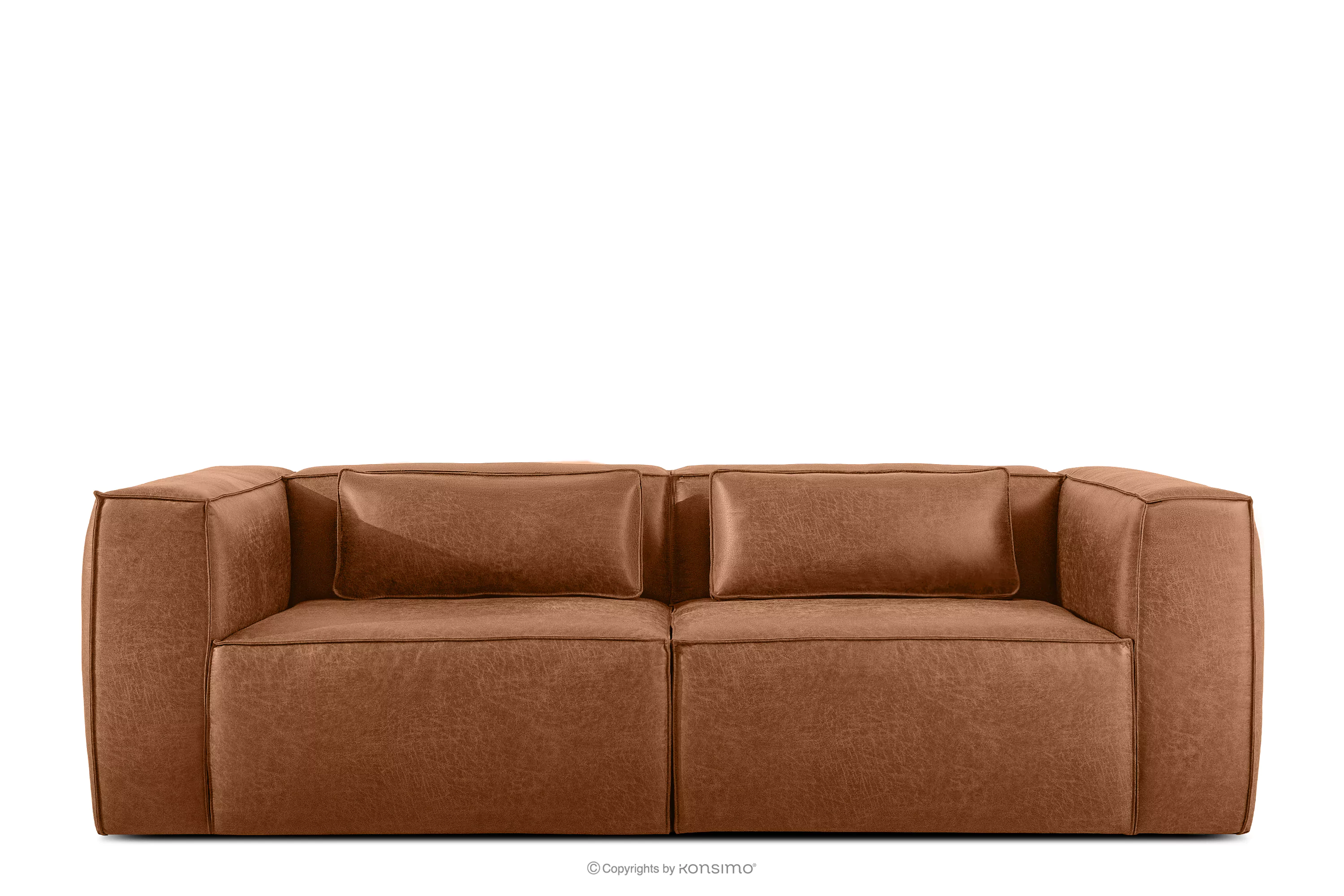 Sofa trzyosobowa w stylu loft tkanina skóropodobna rudy FEROX