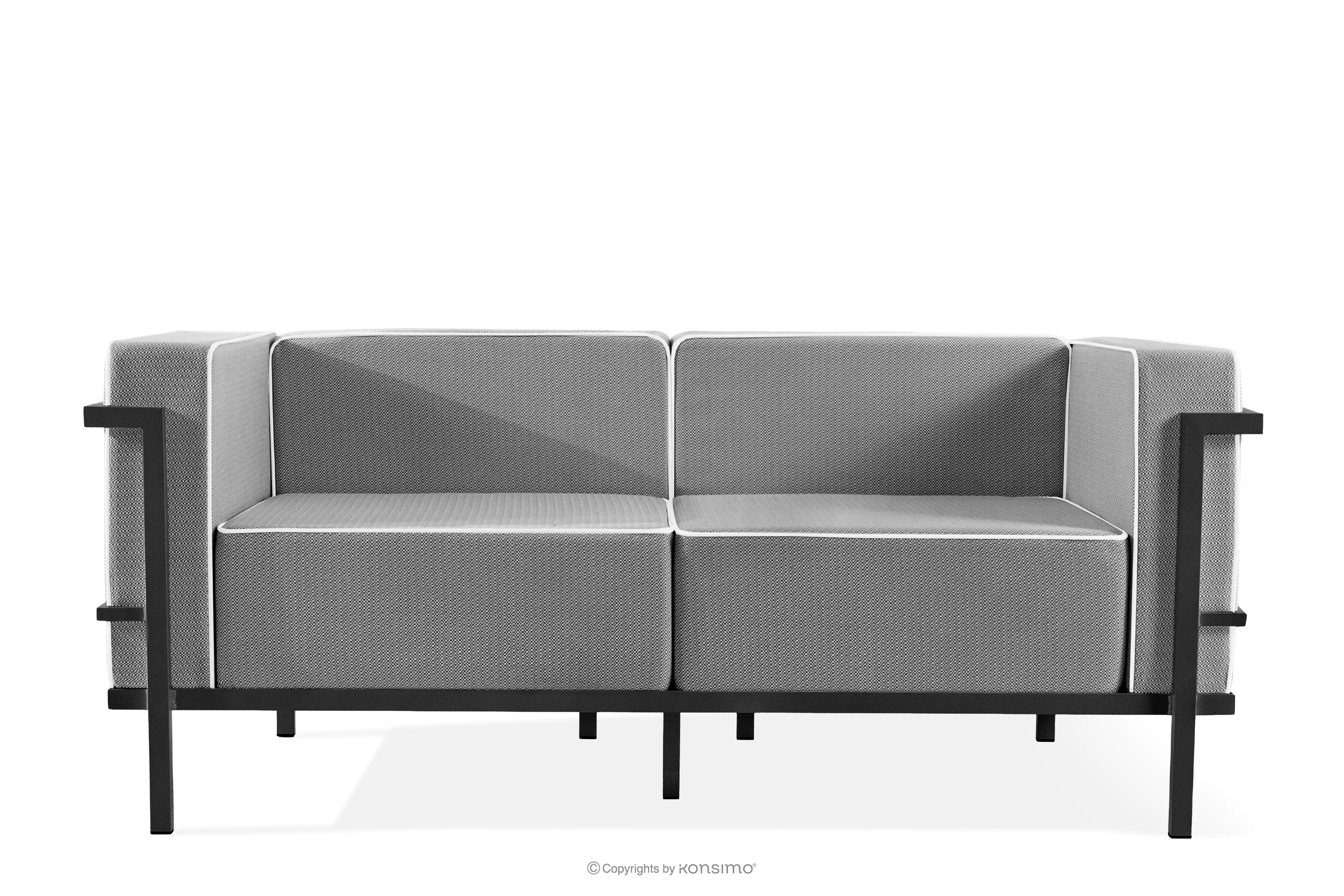 Nowoczesna sofa ogrodowa 2 na metalowych nóżkach ciemny szary/czarny/biały TRIGLO