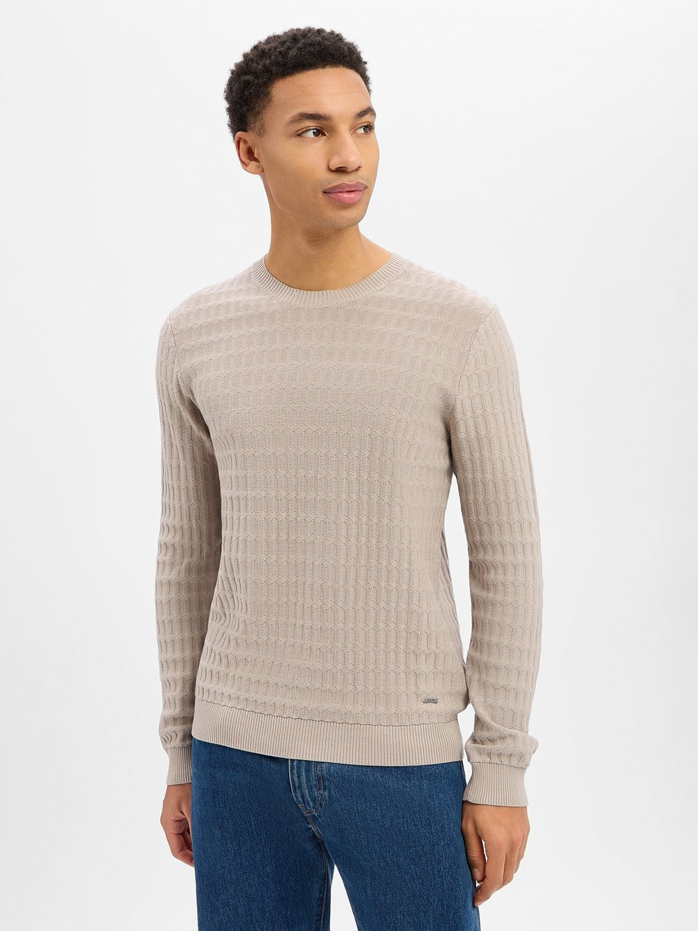 JOOP! Męski sweter z dzianiny - Welmo Mężczyźni Bawełna brązowy, M