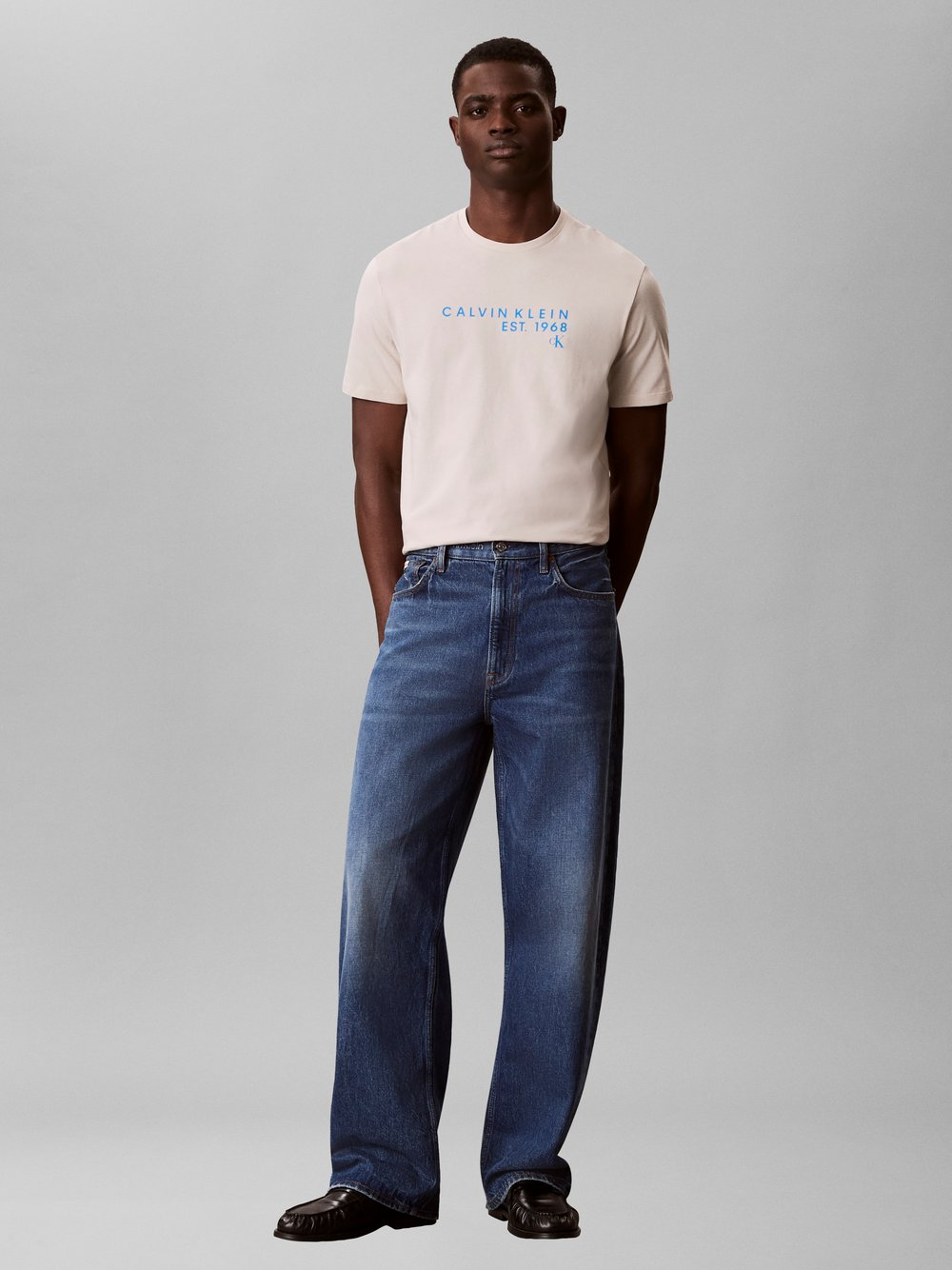 Calvin Klein Jeans Koszulka męska Mężczyźni Bawełna beżowy, S