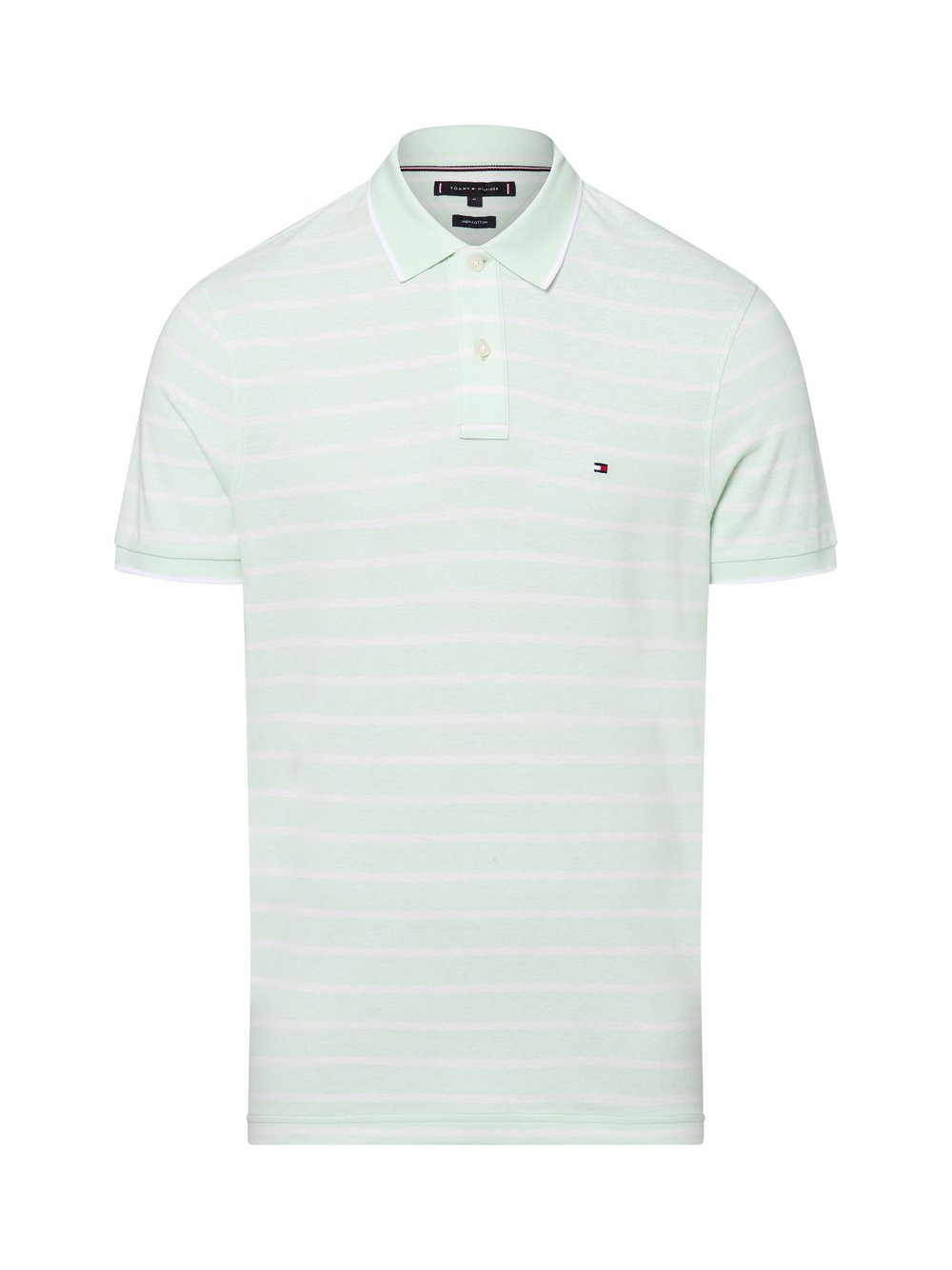 Tommy Hilfiger Męska koszulka polo z zawartością lnu Mężczyźni Bawełna zielony|biały, L