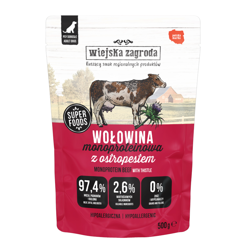 Wiejska Zagroda Monoprotein Adult, 500 g - Wołowina