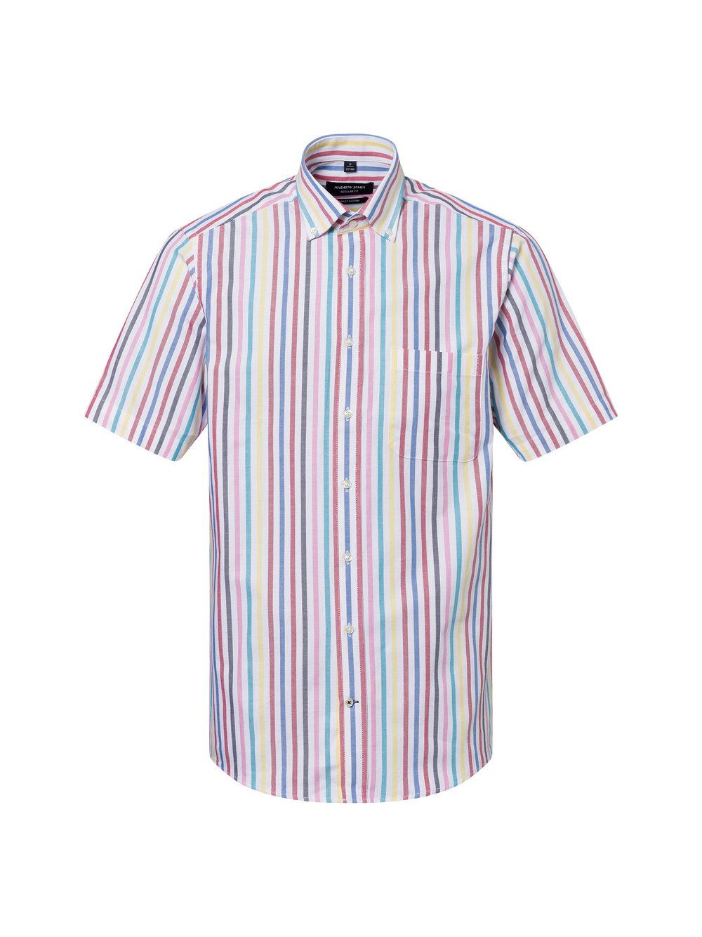 Andrew James Męska koszula casual Mężczyźni Regular Fit Bawełna biały|wielokolorowy, L