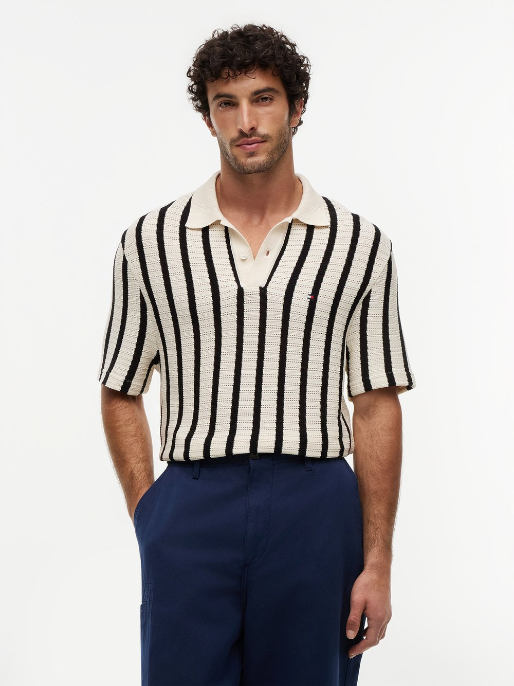 Tommy Hilfiger Męska koszulka polo z dzianiny Mężczyźni Bawełna (100%) beżowy|czarny, XL