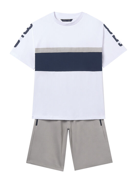 Mayoral Komplet t-shirt i spodenki 6688 Szary Regular Fit