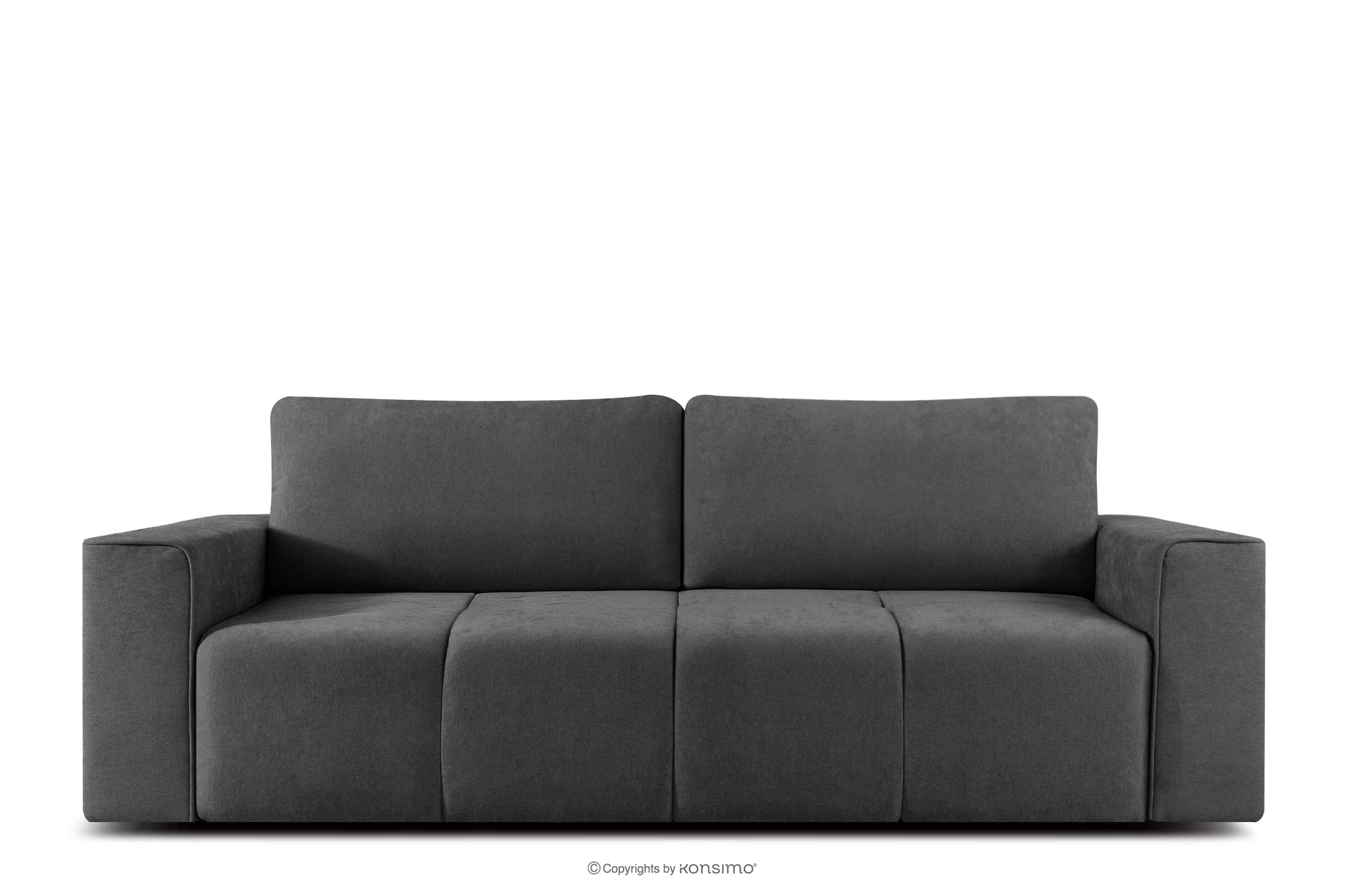 Nowoczesna sofa rozkładana w tkaninie szenilowej ciemny szary LIGULA
