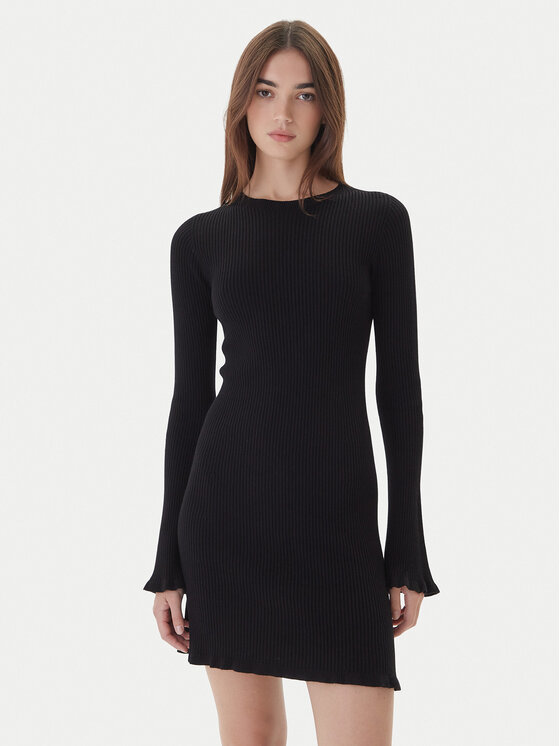 Kontatto Sukienka dzianinowa 3M0819C Czarny Slim Fit