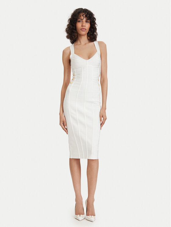 Elisabetta Franchi Sukienka koktajlowa AM-24D-62E2-V790 Biały Slim Fit
