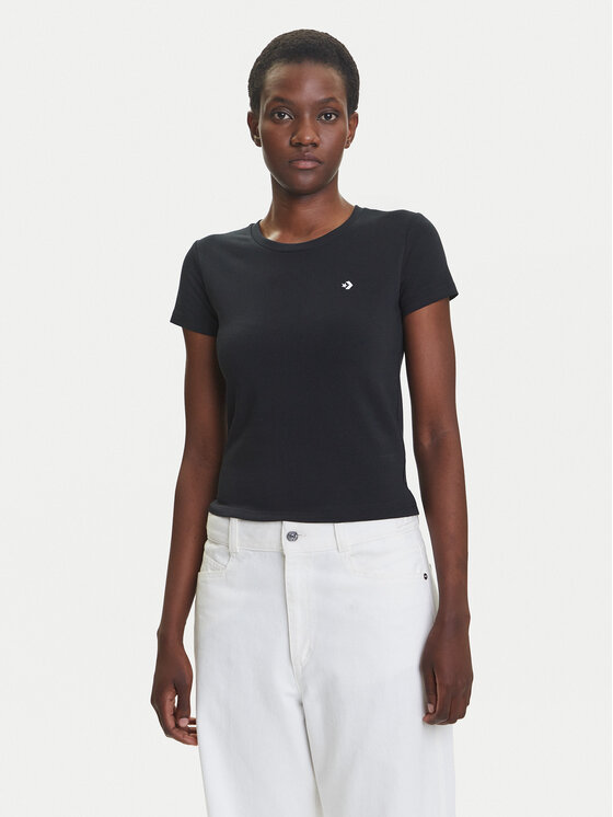 Converse T-Shirt 10027252-A02 Czarny Slim Fit