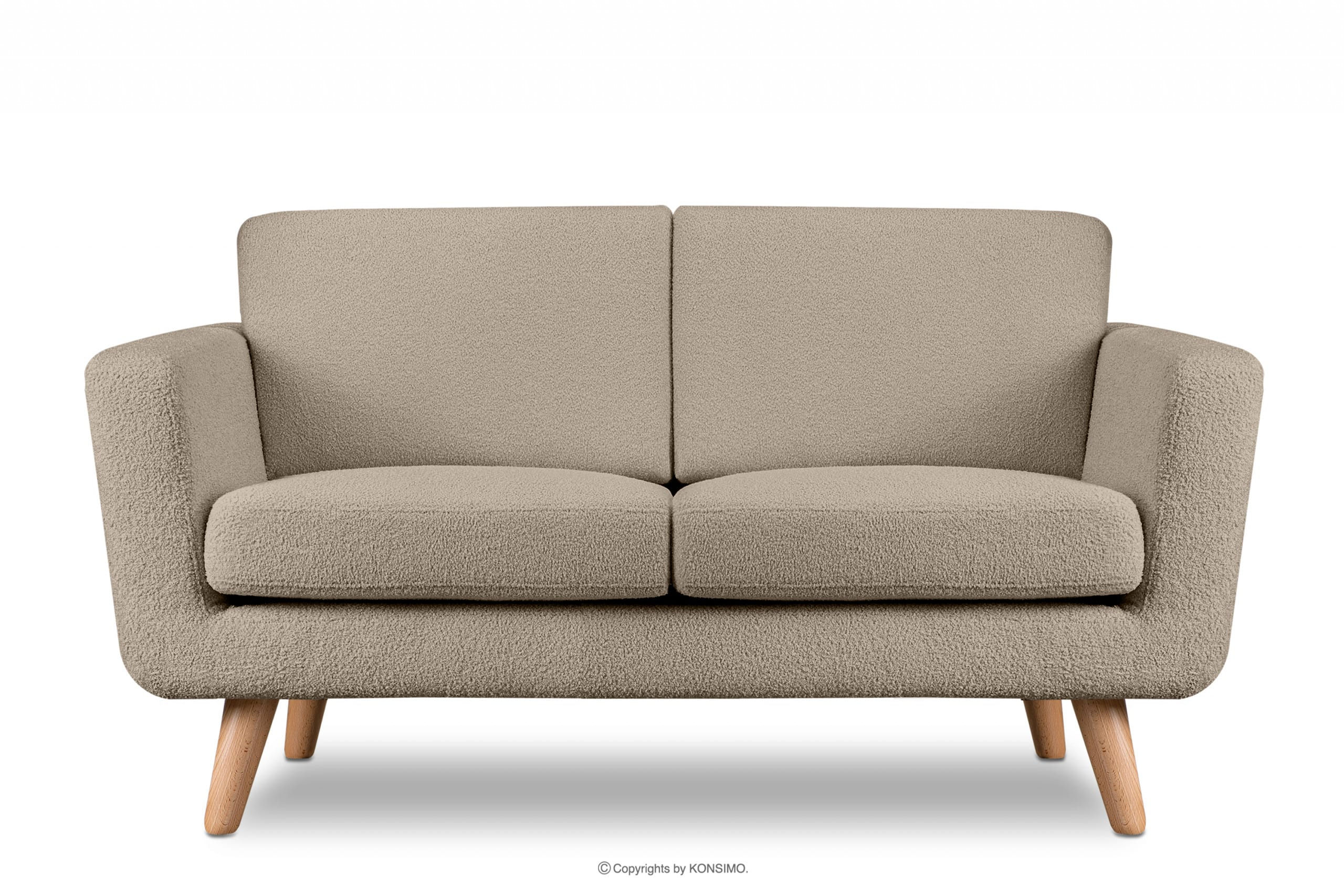 Skandynawska sofa 2 osobowa w tkaninie baranek szarobeżowa TAGIO