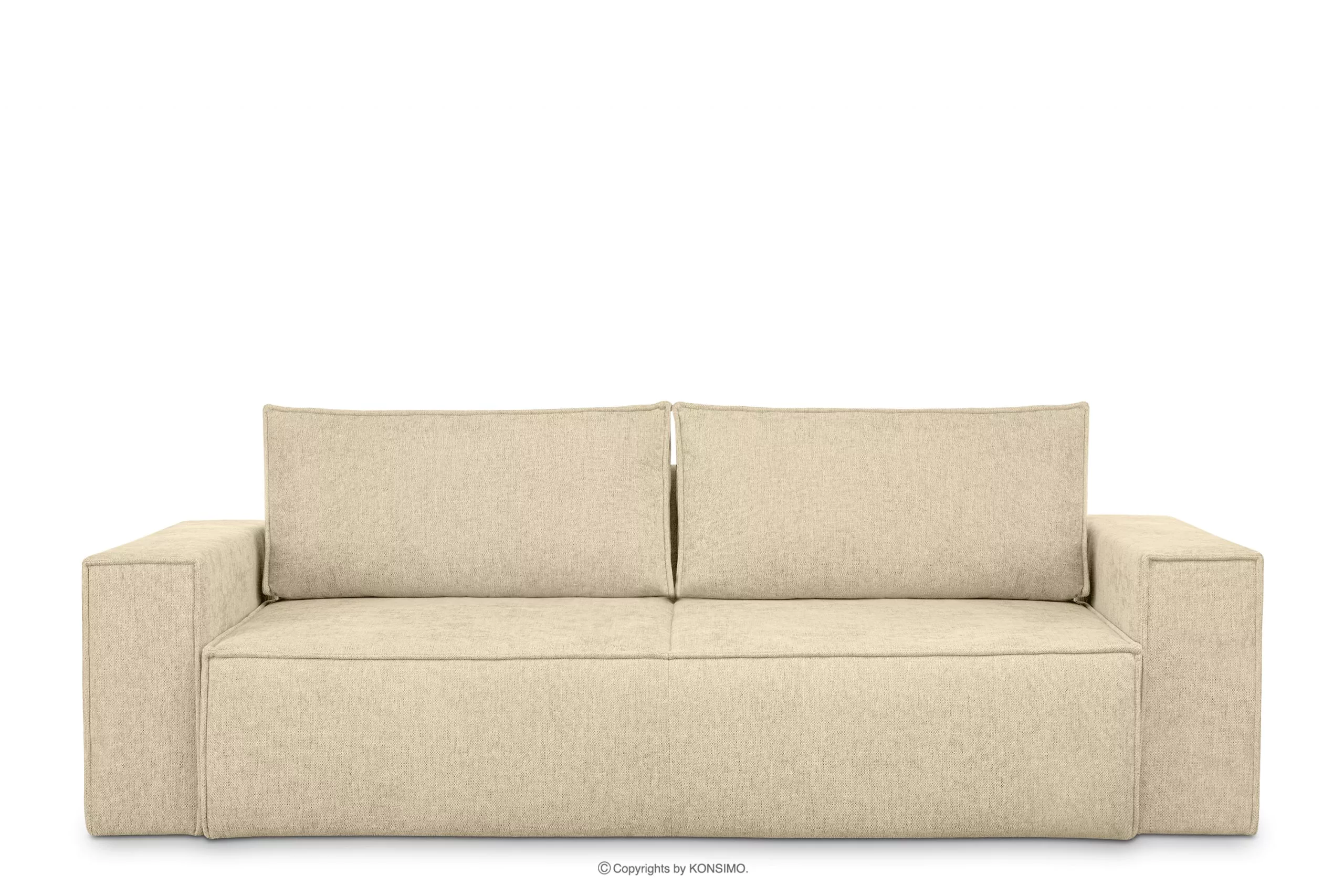 Sofa 3 w tkaninie plecionej z funkcją spania ciemny kremowy NAPI II