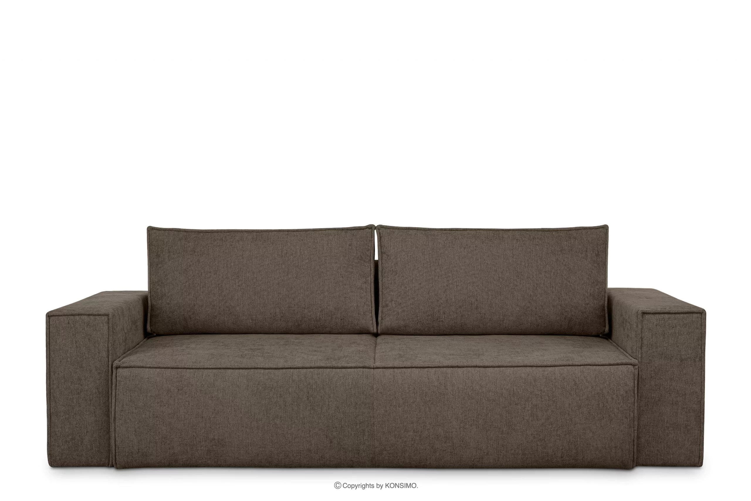 Sofa 3 w tkaninie plecionej z funkcją spania chłodny brąz NAPI II