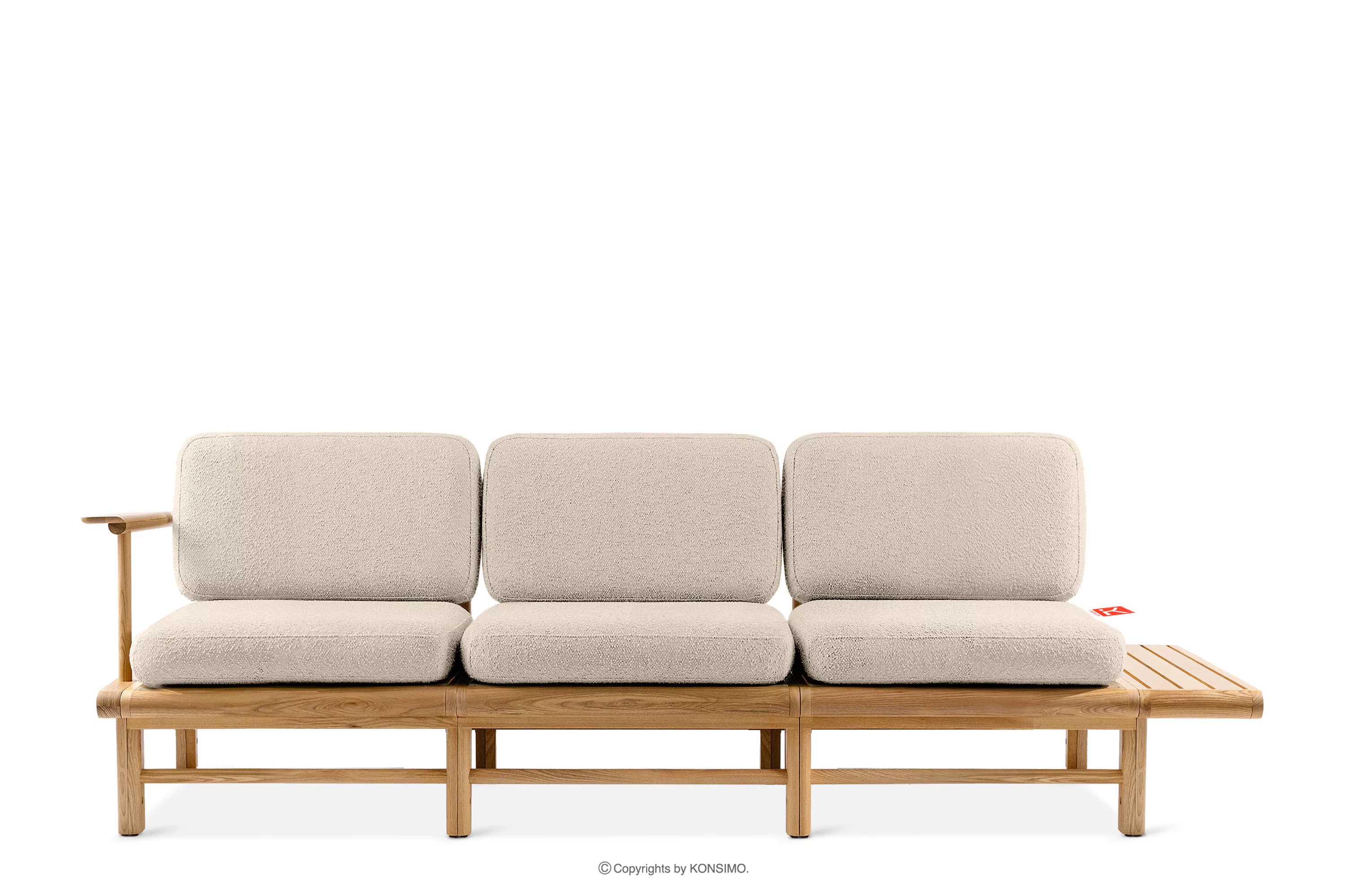 Sofa 3 ogrodowa z litego drewna jesionowego kremowy ATREDA