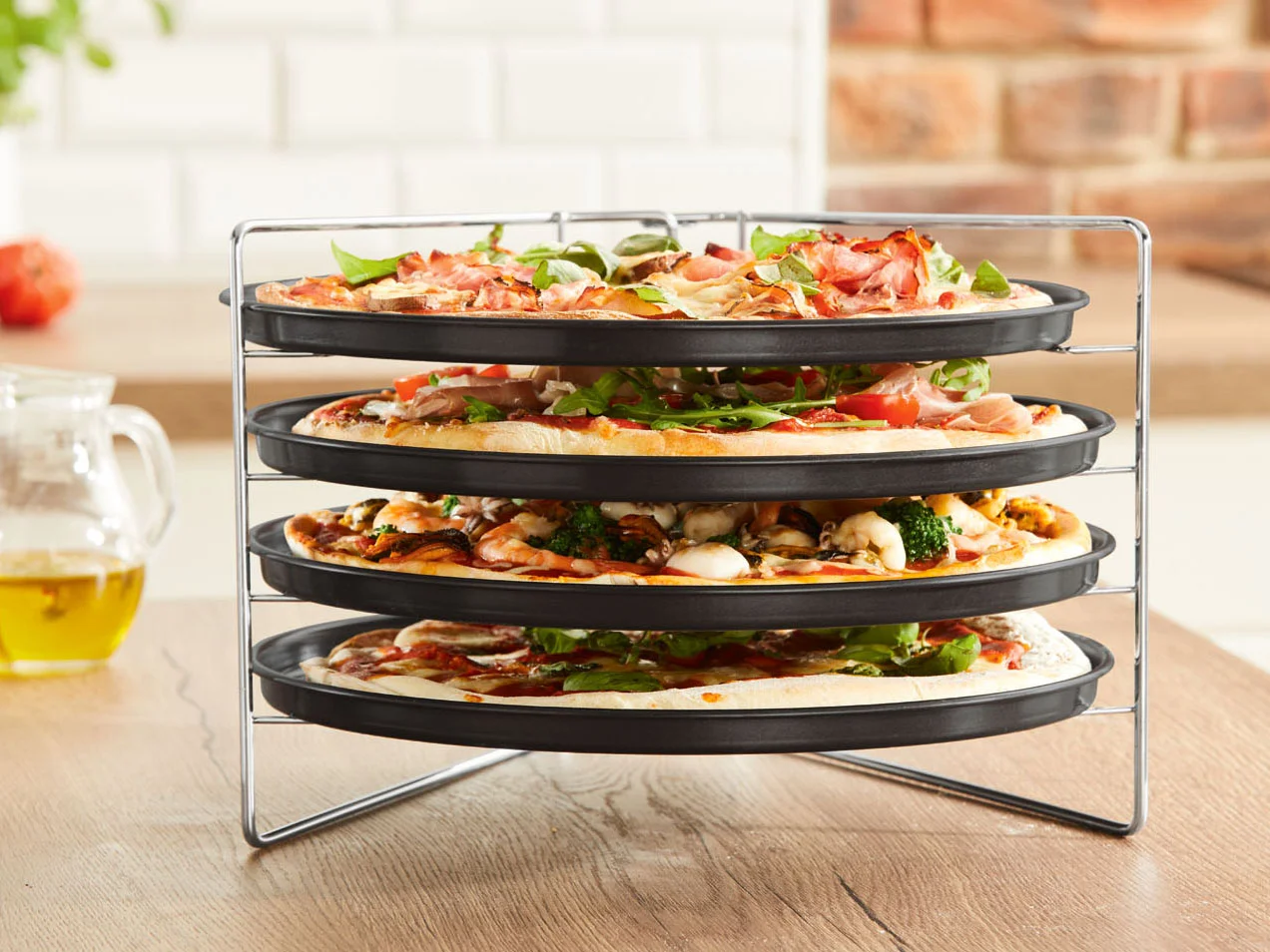 zenker Zestaw 4 blach do pieczenia pizzy Ø 29 cm z ramą do pieczenia
